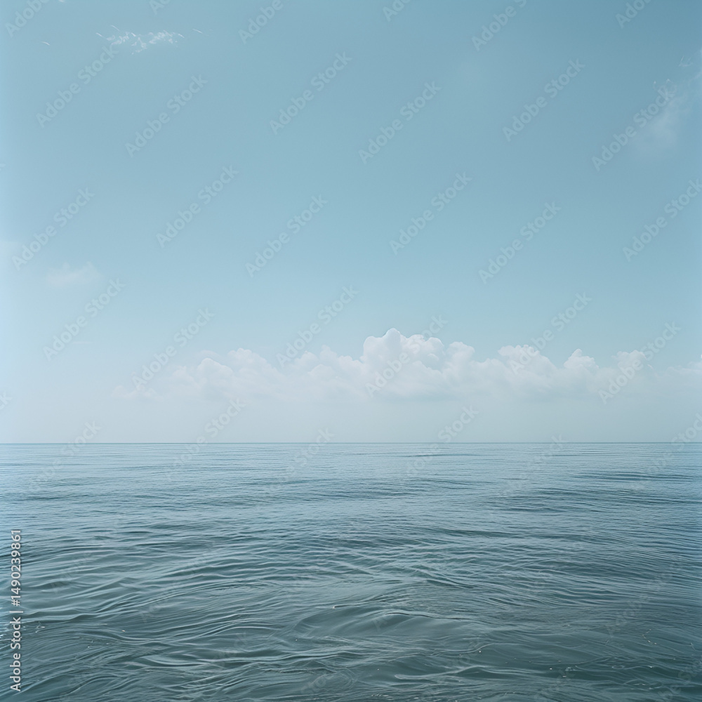Fototapeta premium Serene Ocean Scene under a Blue Sky with Clouds