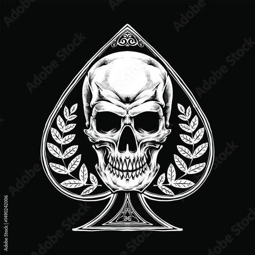 spade with skull vector logo