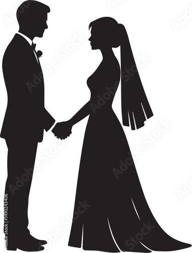 Wallpaper Mural silhouette of bride and groom Torontodigital.ca