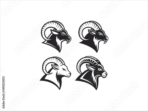 Ram logo set design vector