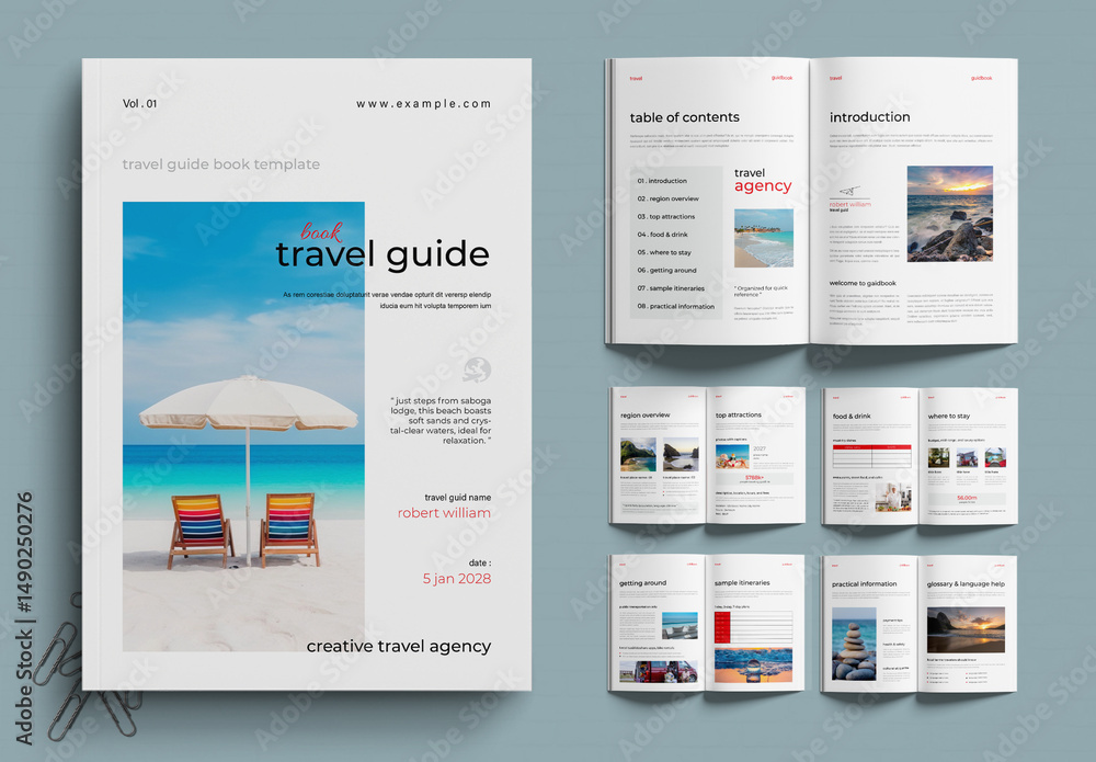 Modern Adventure Travel Guide Book Template Stock Template | Adobe Stock