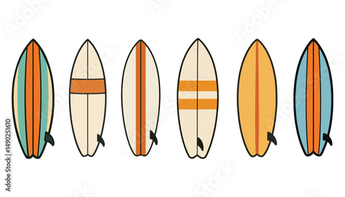 Colorful surfboards beach gear illustration