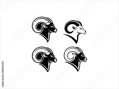 Ram logo set design vector