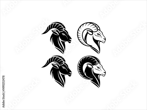 Ram logo set design vector