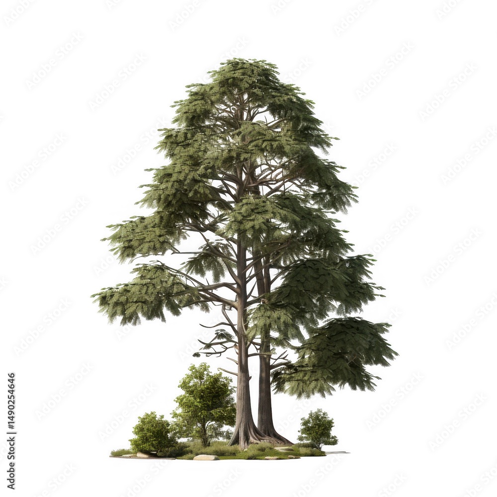 Fototapeta premium Isolated tall tree with green foliage