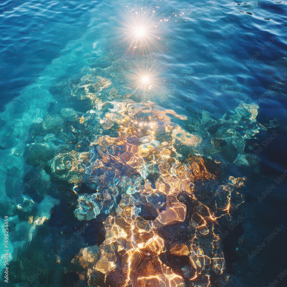 Fototapeta premium Captivating underwater scene ocean floor nature photography tranquil environment aerial view aquatic beauty