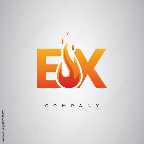 EX Creative Fire Letter Logo Design