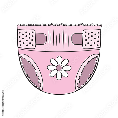 Cartoon-style baby absorbent diapers. Vector illustration for packaging diapers and other products for newborns