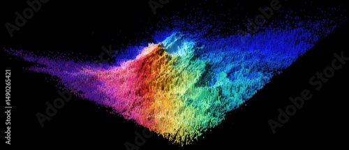 Dynamic color shift pattern with polarized light reflections, scientific visualization for tech branding, packaging design, and optical research materials.
