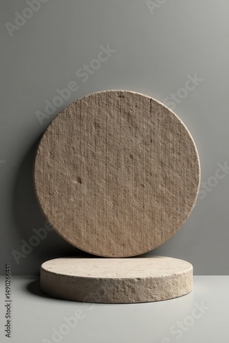 Elegant Stone Display Platform with Circular Top Piece for Product Presentation
