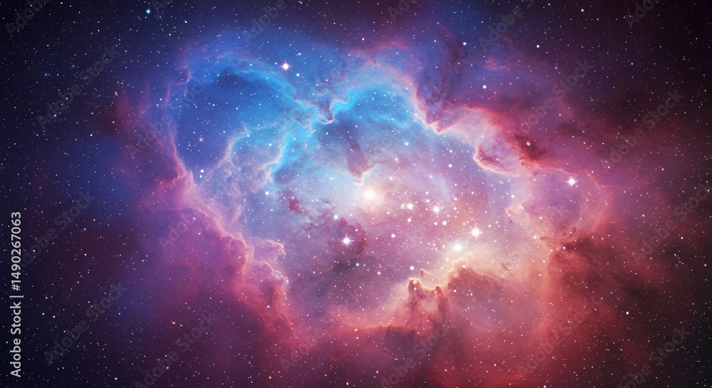 Fototapeta premium Vibrant Nebula Displaying Cosmic Dust and Brilliant Stars in Dee