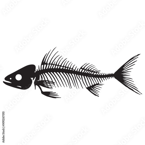 fish skeleton vector, silhouette of fish skeleton . illustration EPS 10.