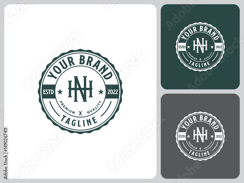HN vector logo vintage emblem label.