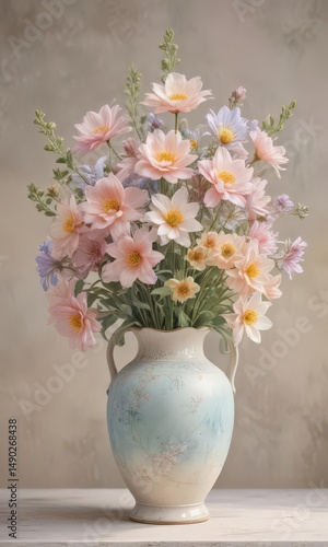 Wallpaper Mural Delicate pastel watercolor blooms in a vintage vase  , whimsical, summer, art Torontodigital.ca
