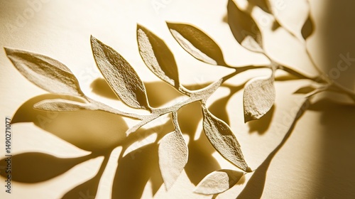 Wallpaper Mural Elegant shadow play of delicate leaves on a light background. Torontodigital.ca