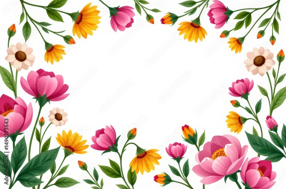 botanical illustration of various spring flowers—dandelions, cherry blossoms botanical illustration of various spring flowers—dandelions, cherry blossoms