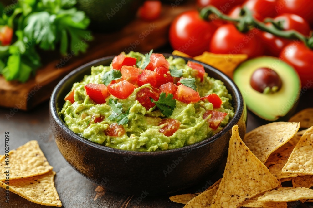 Guacamole with sliced avocado and lime Guacamole with sliced avocado and lime