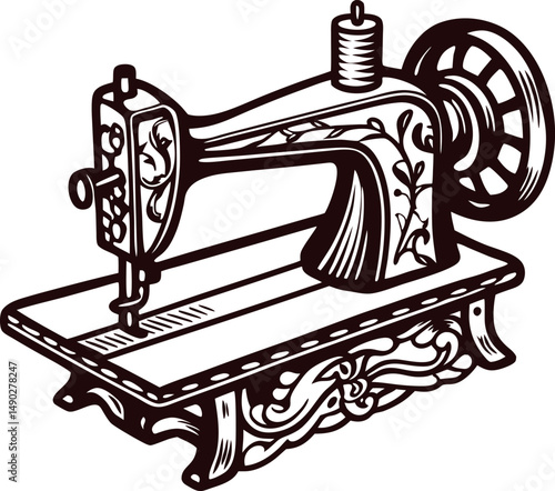 Vintage sewing machine with ornate design illustrating classic craftsmanship