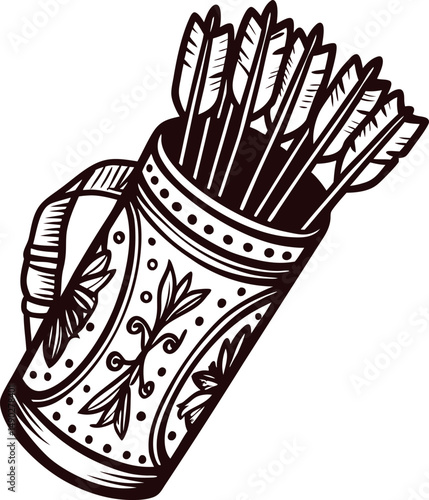 Decorative arrow quiver with intricate patterns and arrows