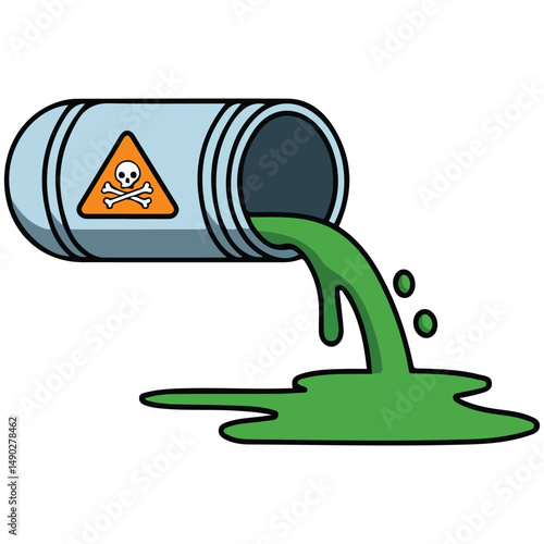 Toxic waste flowing through pipe isolated vector illustration on white background