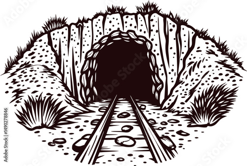 a-hand-drawn-mine-tunnel-opening--with-scattered-d (1).eps