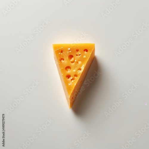 Cheese Wedge: a delicious cheese wedge with distinctive holes, a simple composition that appeals to foodies. Capturing the simple, delicious, and perfect image of a classic delicacy.