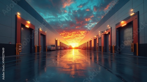 Sunset at the Industrial Warehouse