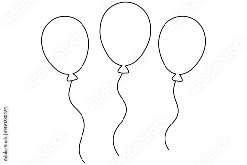 Continuous line drawing of a floating balloon artistic vector outline for modern and stylish graphics
