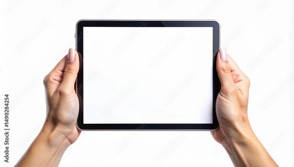 Hands Holding Blank Tablet Screen Hands Holding Blank Tablet Screen