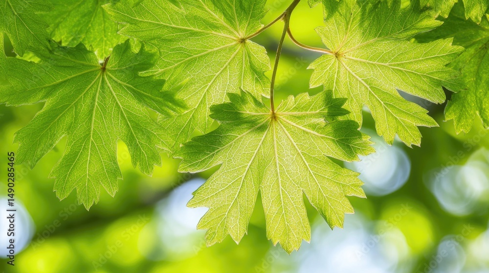 Lush green leaves of a japanese maple tree. Lush green leaves of a japanese maple tree.