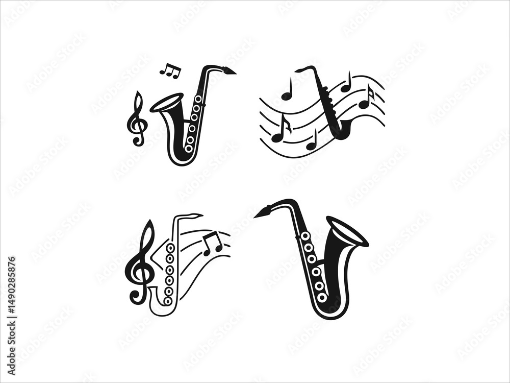 Fototapeta premium Jazz Musicians logos Playing Saxophone