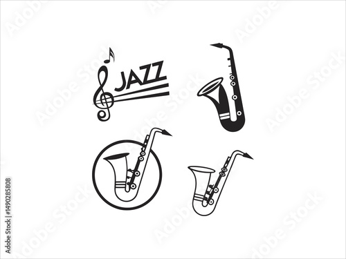  Jazz Musicians logos Playing Saxophone