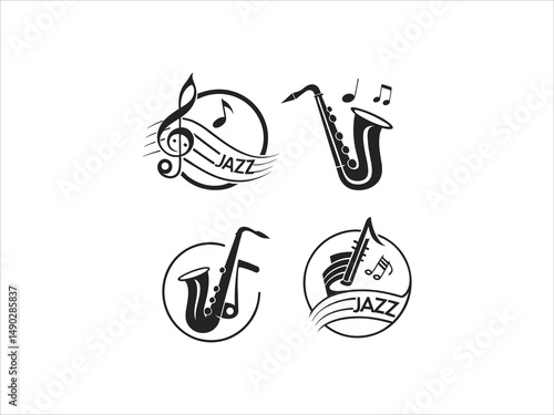  Jazz Musicians logos Playing Saxophone