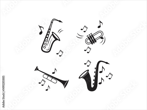  Jazz Musicians logos Playing Saxophone