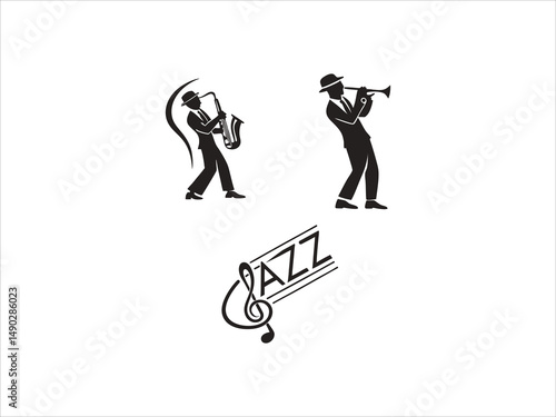  Jazz Musicians logos Playing Saxophone
