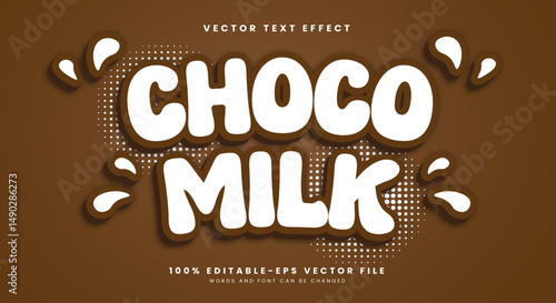 Choco milk 3d Editable Text Effect Template Suitable for Cartoon Style