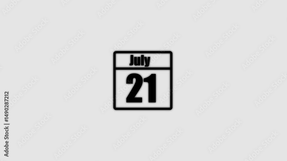 21 July calendar icon animation. Boost your productivity and impress clients with this sophisticated calendar animation. black color calendar on a white background. 21 July calendar icon animation. Boost your productivity and impress clients with this sophisticated calendar animation. black color calendar on a white background.