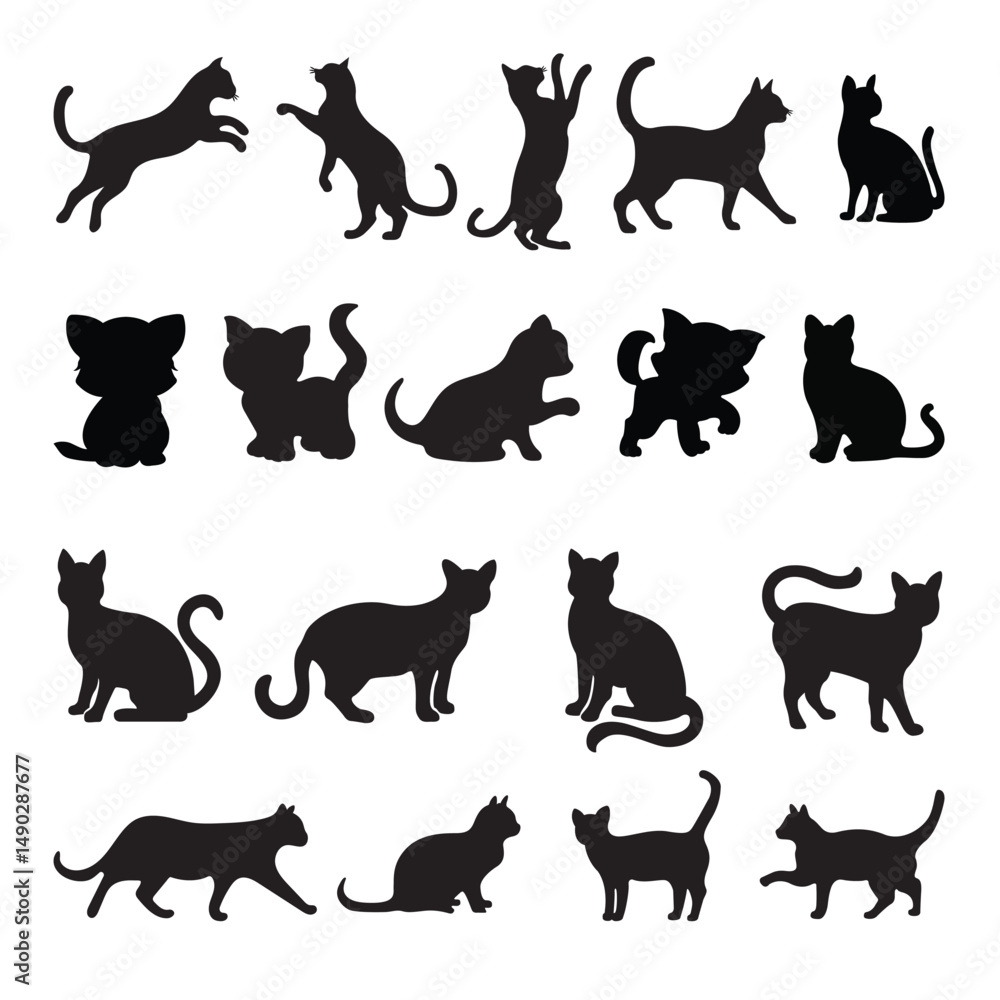Different Style Cat Silhouette Collection Different Style Cat Silhouette Collection