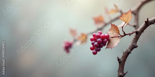 Wallpaper Mural A Cluster of Vibrant Red Berries Adorning a Branch with Autumnal Leaves, a Study in Nature's Subtle Beauty Torontodigital.ca