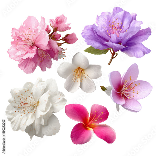A Stunning Array of Vibrant Spring Flowers, A Floral Masterpiece , isolated on white background png