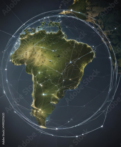 Brazil connectivity map, circular network graphic design ,  network,  internet