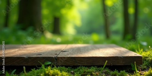 Wallpaper Mural Wooden Plank Path in a Verdant Forest Setting, Perfect for Displaying Products or Nature-Themed Designs Torontodigital.ca