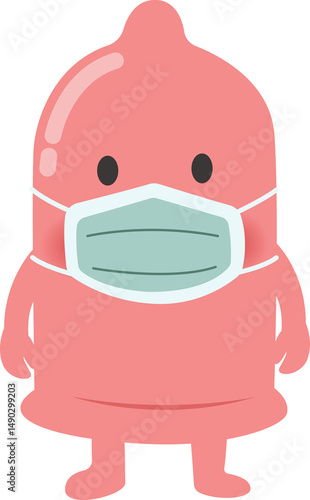 condom cartoon character protect HIV infection