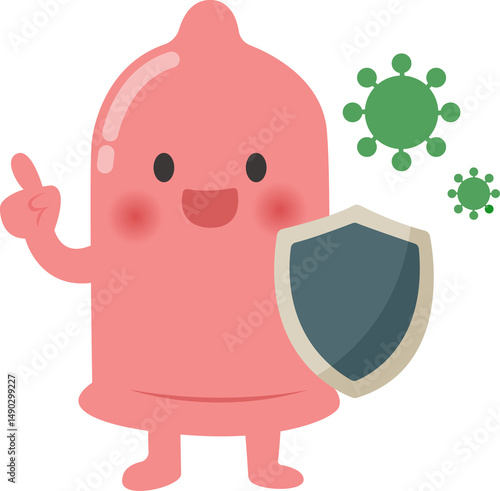 condom cartoon character protect HIV infection