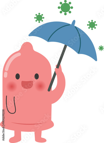 condom cartoon character protect HIV infection