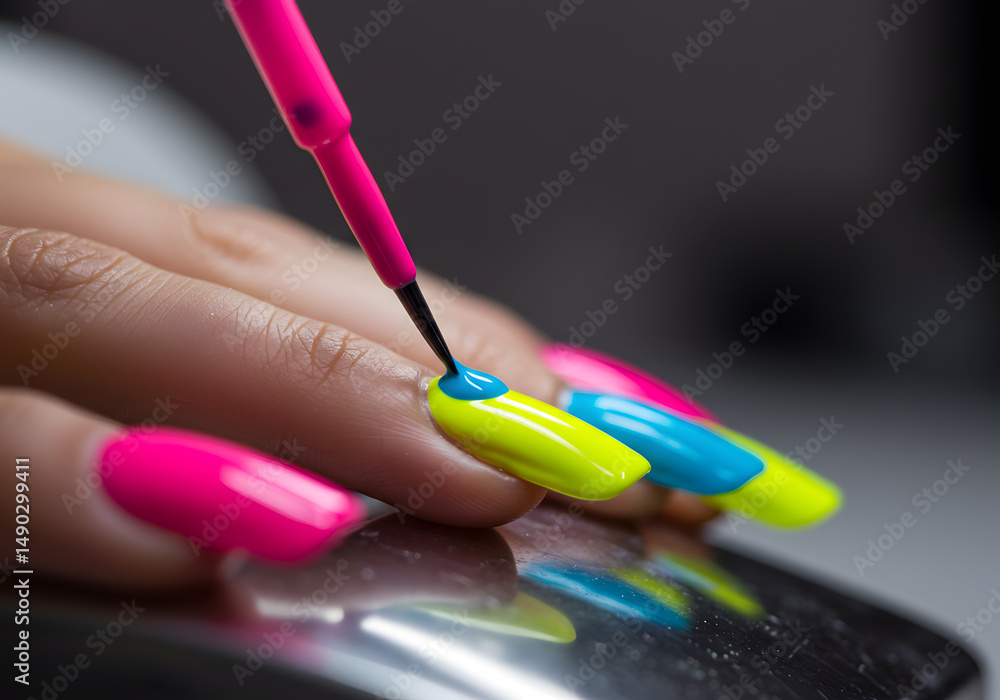 Obraz premium Bright nail polish application