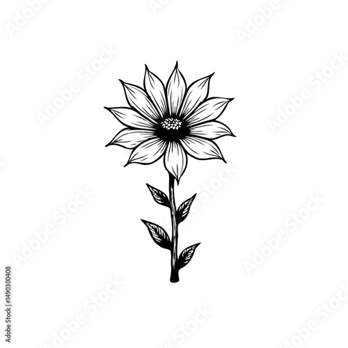 Wallpaper Mural Elegant single flower line drawing: a symbol of nature and simple beauty Torontodigital.ca