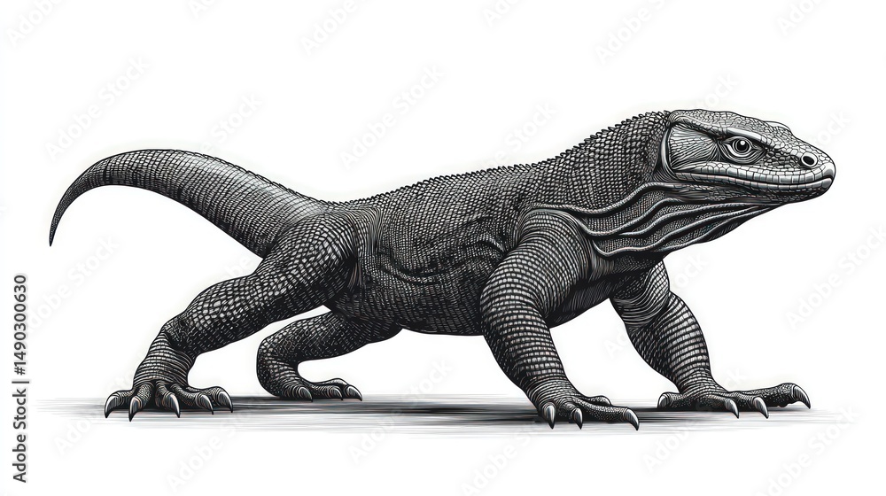 Obraz premium Detailed Komodo Dragon Illustration