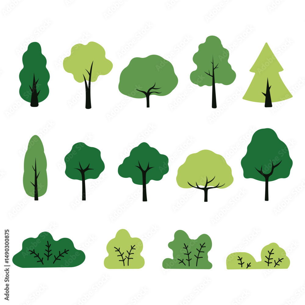 Fototapeta premium Collection of trees. tree set isolated on white background. vector illustration.