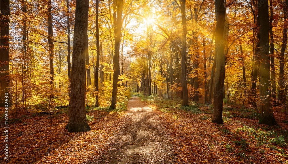 Obraz premium path in autumn sunny forest